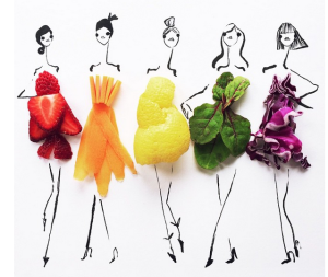 Designer Gretchen Roehrs and food dresses